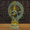 Brass Natraj Idol, Embodiment of Rhythm and Creation, Green Patina with Golden Finish 29"