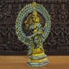 Brass Natraj Idol, Embodiment of Rhythm and Creation, Green Patina with Golden Finish 29"