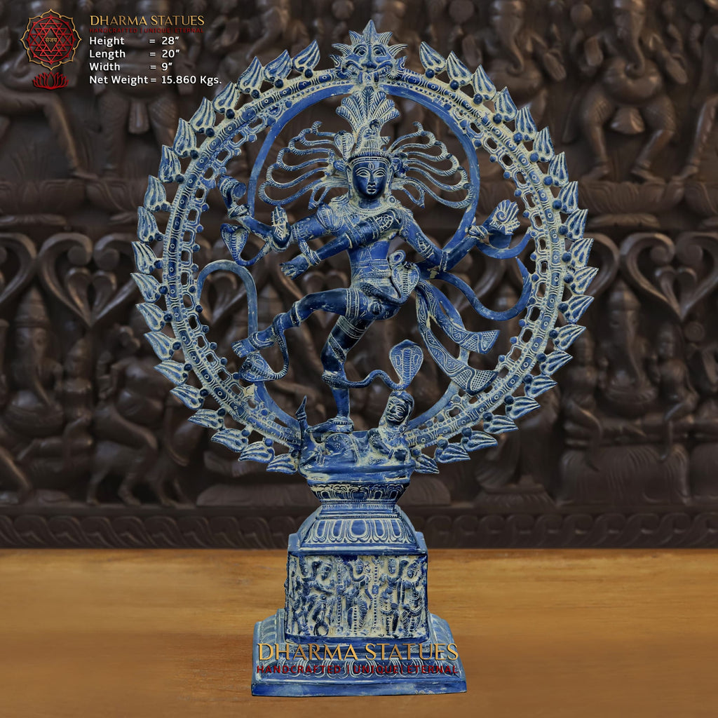 Brass Om Natraj, Nataraja is a Depiction of the Hindu God Shiva as a Divine Dancer. 28" Front View