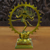 Brass Natraj Statue, Depicts Dancing Lord Shiva, Golden Finish with Green hues 15" back view