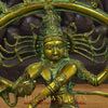 Brass Natraj Statue, Dancing Lord Shiva, Fine Emerald Golden Finish 15"