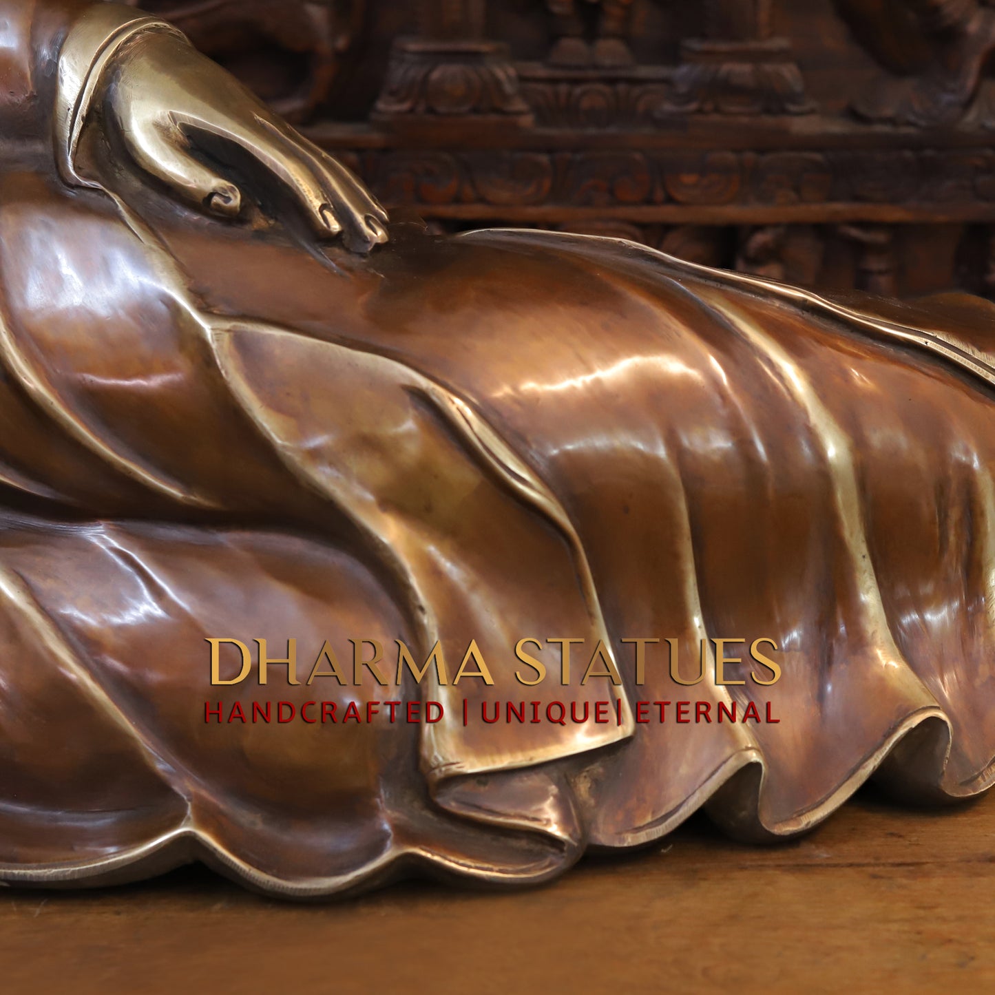 Brass Resting Buddha, Copper & Golden Finish, 19"