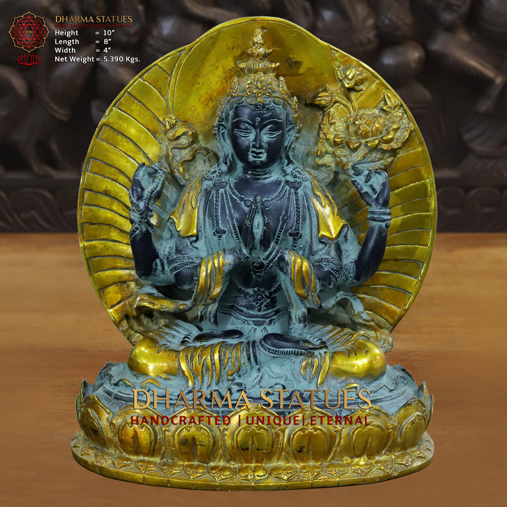 Brass Tara. Handmade Brass Statue of Mata 'Tara' 10"