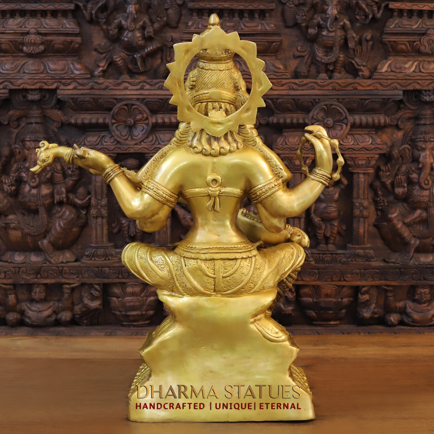 Brass Saraswati Seated, Golden Finish, 29"