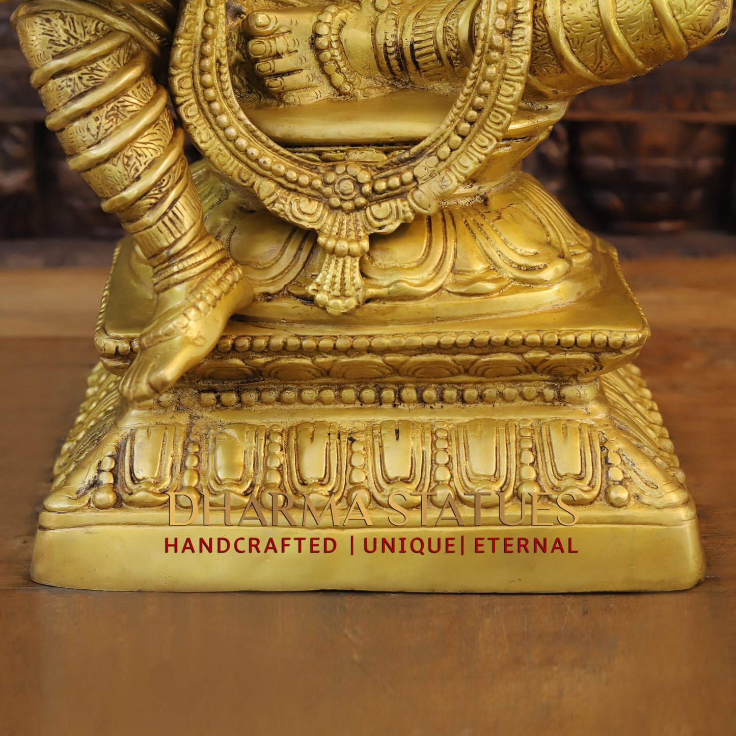Brass Saraswati Seated, Golden Finish, 29"