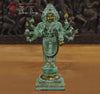 Brass Brahma Standing, Fine Green patina & Golden Finish, 15.5"