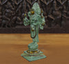 Brass Brahma Standing, Fine Green patina & Golden Finish, 15.5"