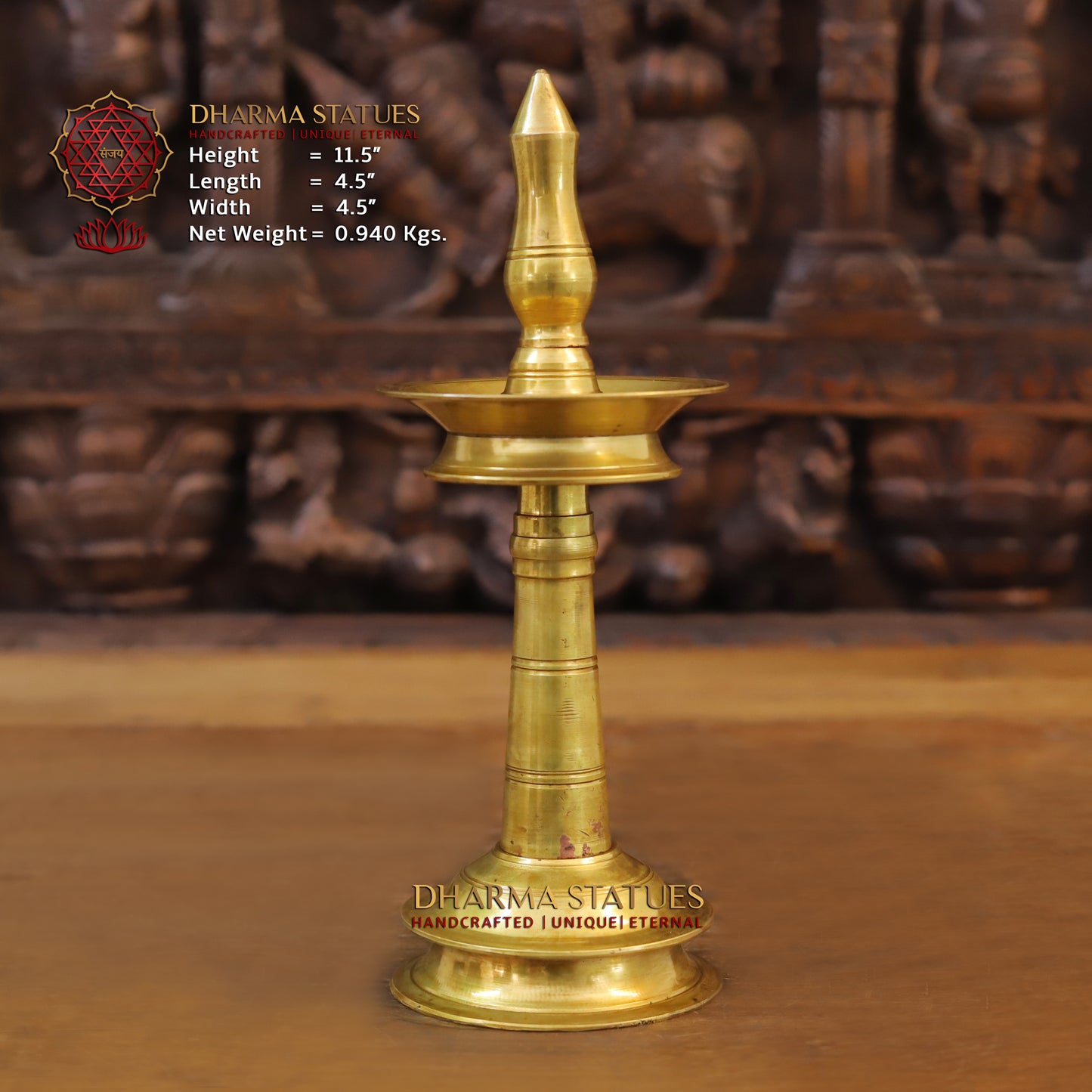 Brass Oil Lamps, Finish Gold, 11.5"
