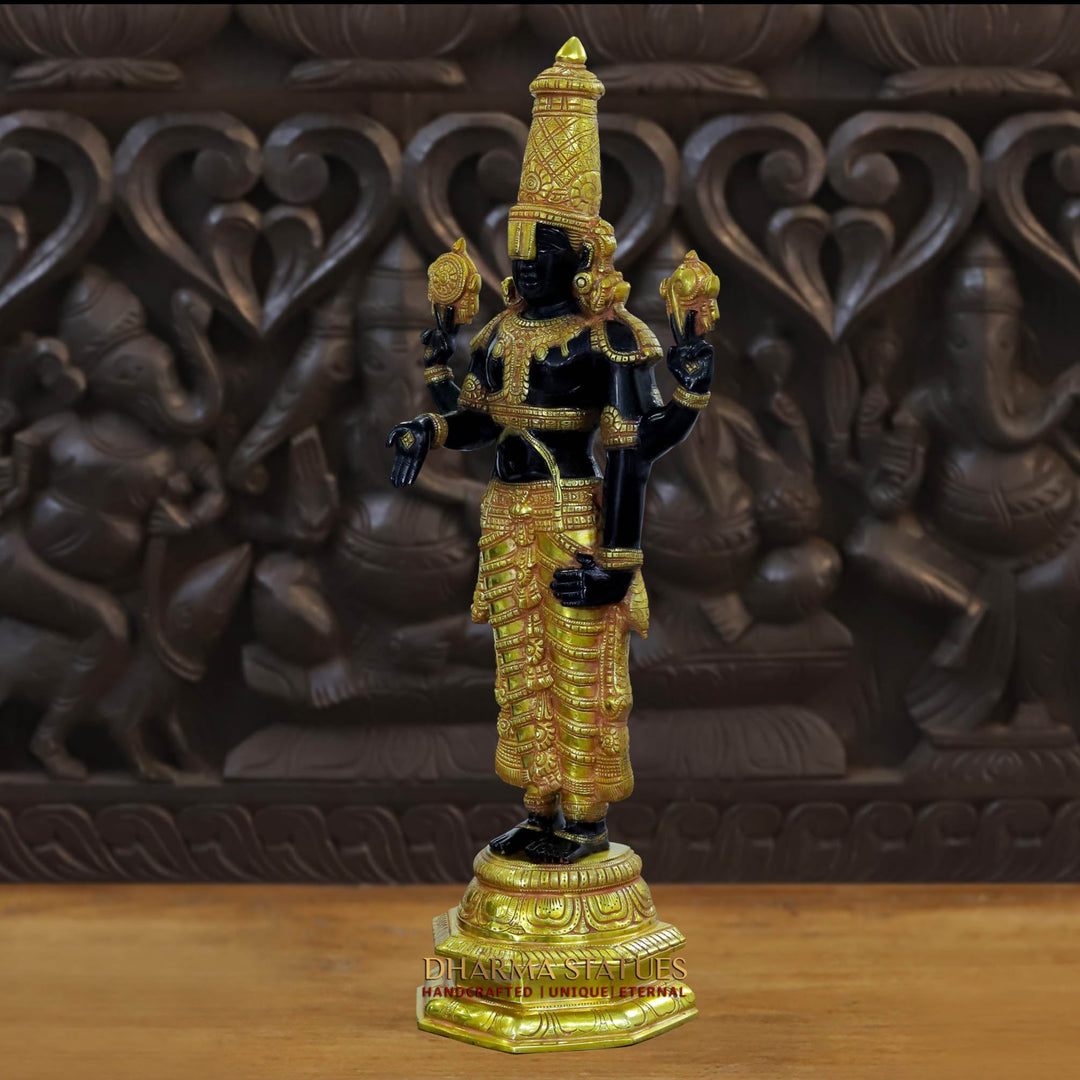 Brass Balaji Standing , Black and Gold Finish  33"