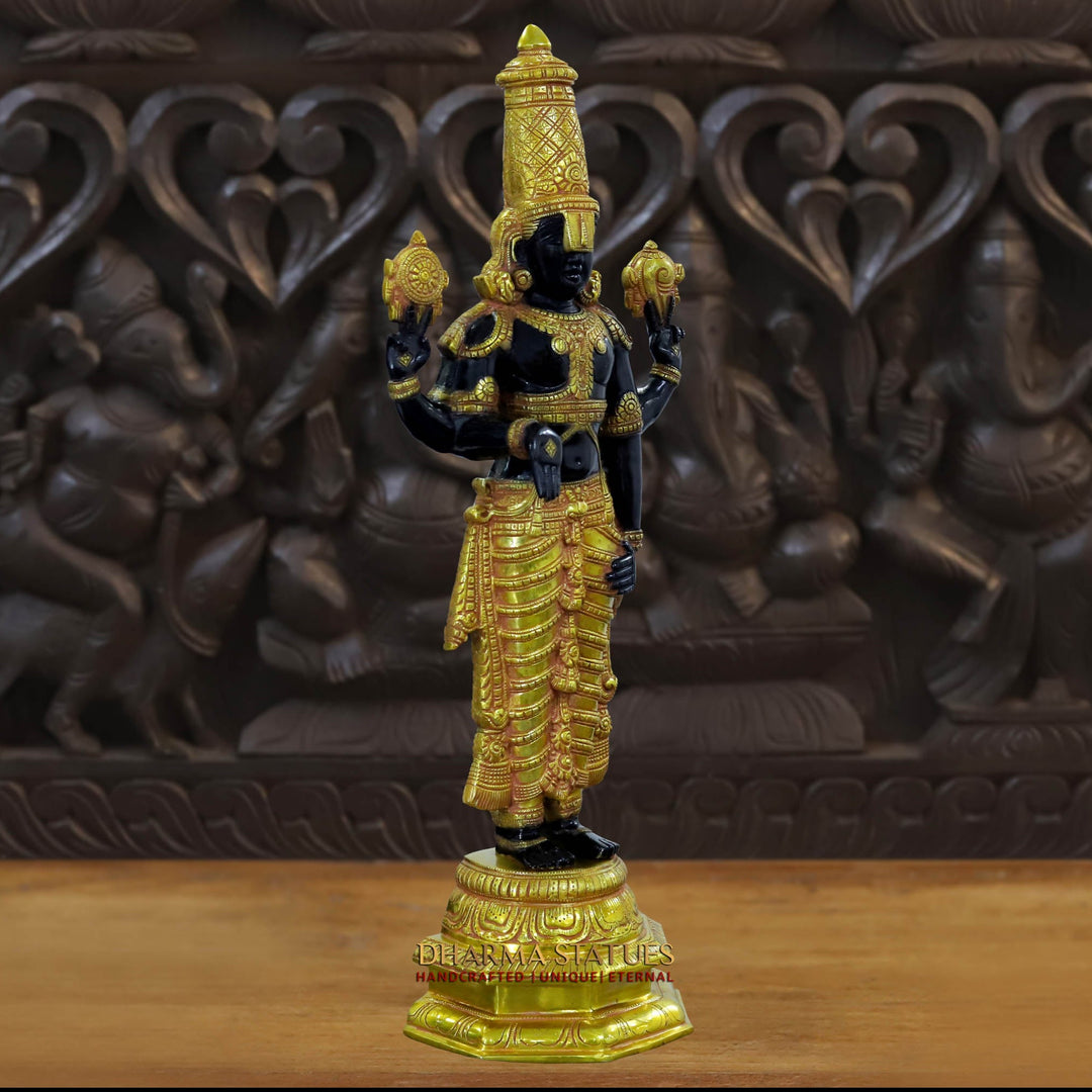 Brass Balaji Standing , Black and Gold Finish  33"