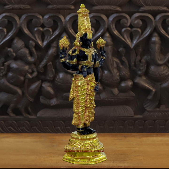 Brass Balaji Standing , Black and Gold Finish  33"