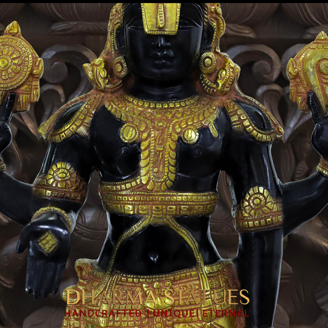 Brass Balaji Standing , Black and Gold Finish  33"