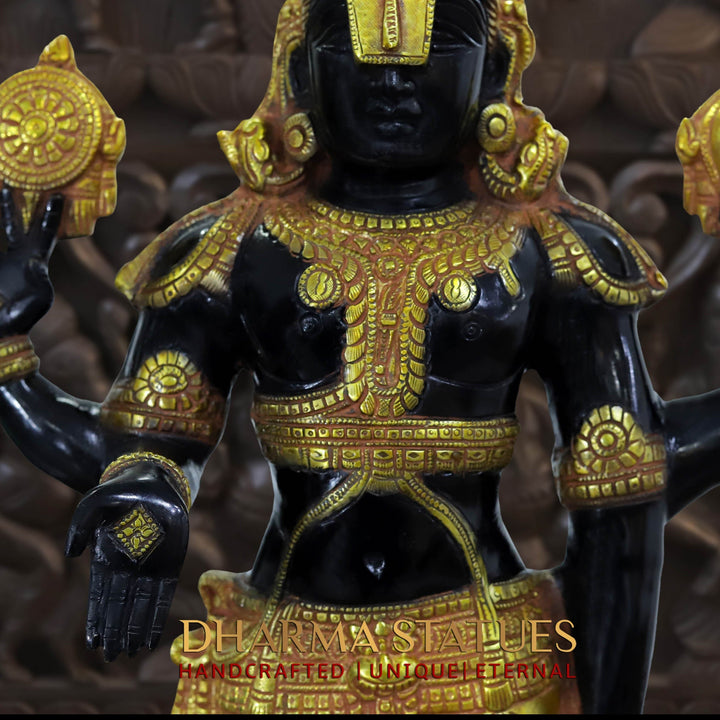 Brass Balaji Standing , Black and Gold Finish  33"