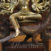 Brass Kartik Seated with Peacock, Copper & Golden Finish, 17.5"