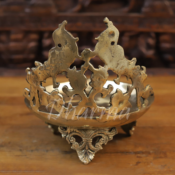 Brass Peacock Diya, Fine Golden Finish 9.5"