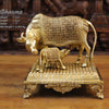 Brass Cow Feeding His Calf, Fine Golden Finish 9.5"