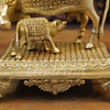 Brass Kamdhenu Cow, Nurturing the Divine, Fine Gold Finish 9.5"