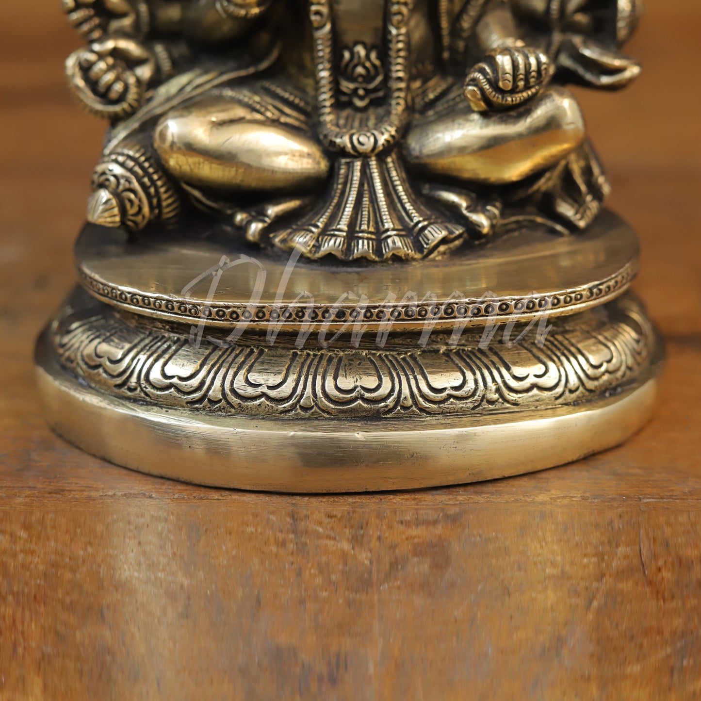 Brass Panchmukhi Hanuman Seated, Fine Golden Finish, 7"