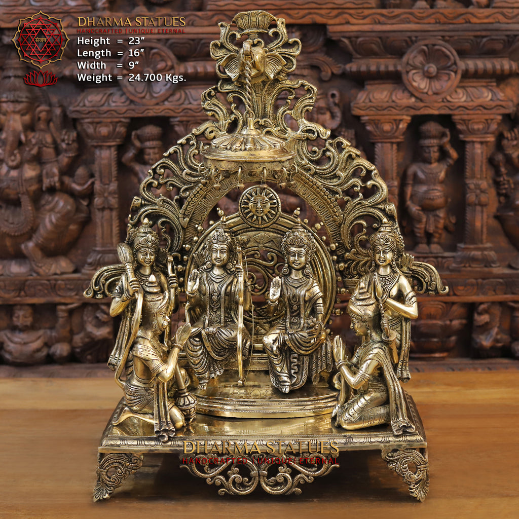 Brass Ram Panchayat ( Ram Darbar), smooth Finish, 23"
