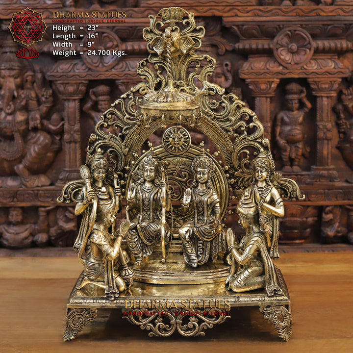 Brass Ram Panchayat ( Ram Darbar), smooth Finish, 23"