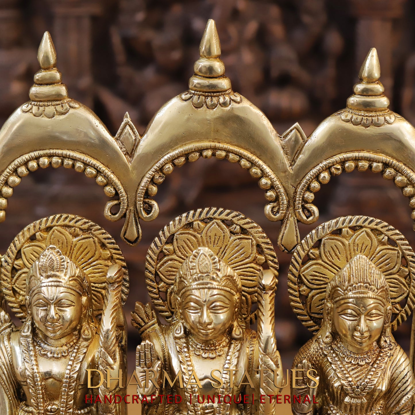 Brass Ram Darbar with Hanuman Ji seated, Fine Golden Finish, 16"
