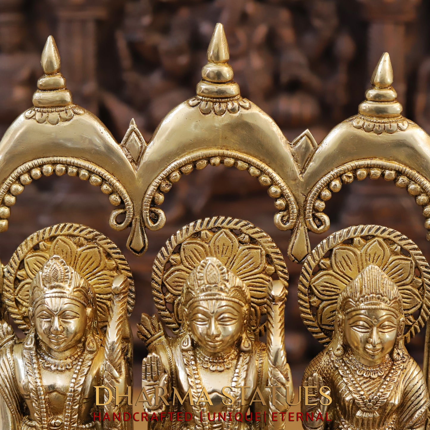Brass Ram Darbar with Hanuman Ji seated, Fine Golden Finish, 16"