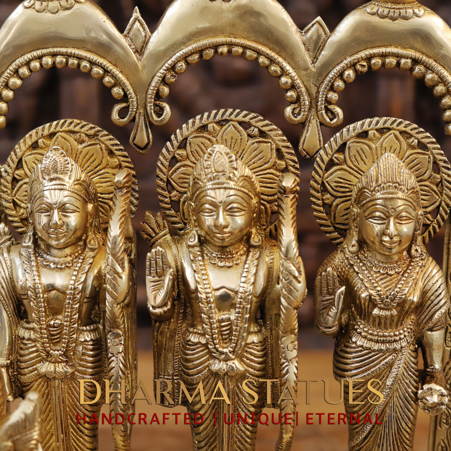 Brass Ram Darbar with Hanuman Ji seated, Fine Golden Finish, 16"