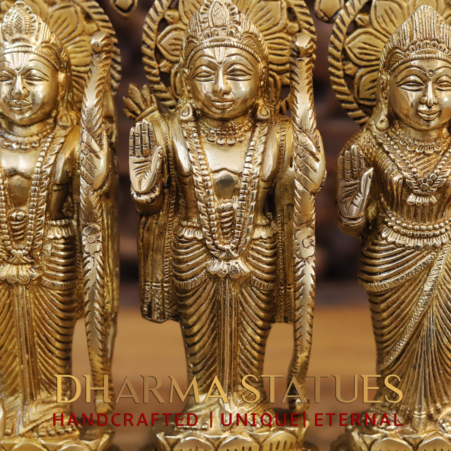 Brass Ram Darbar with Hanuman Ji seated, Fine Golden Finish, 16"