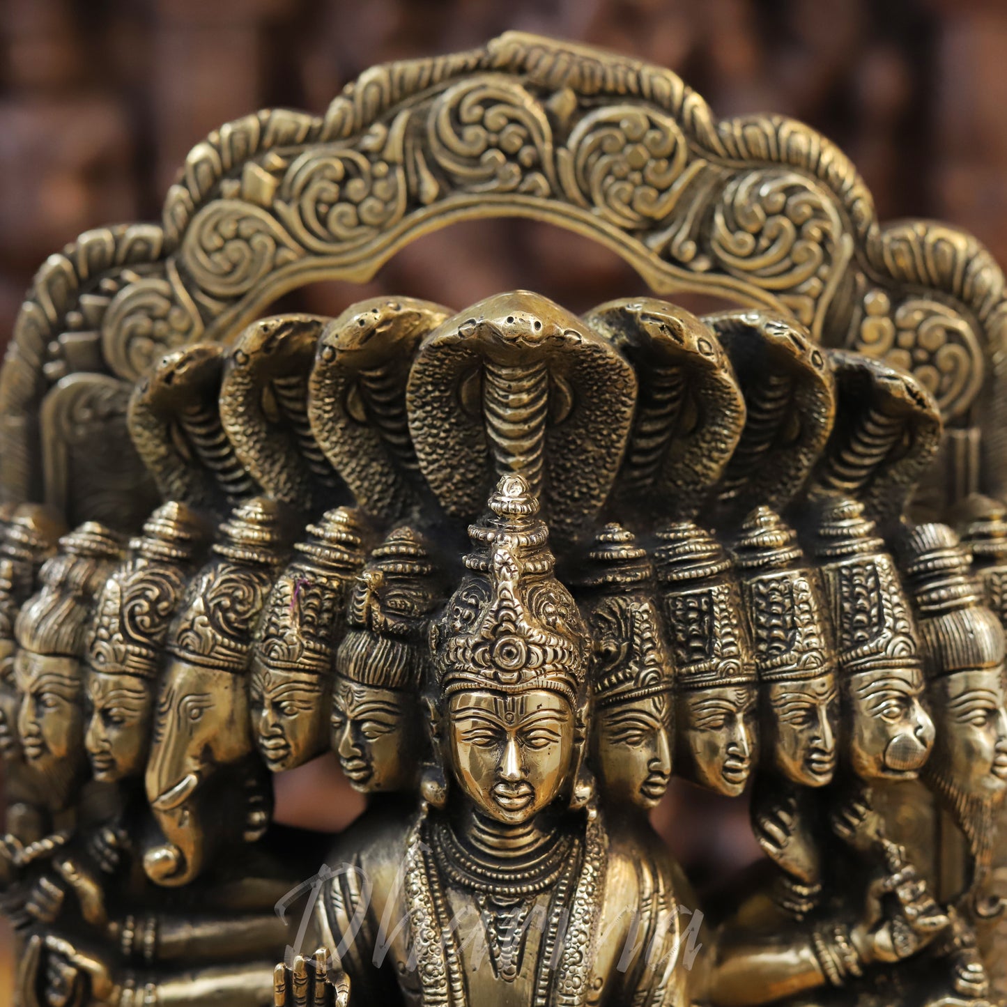 Brass Vishnu in his Cosmic Magnification, Fine Golden Finish, 14.5"