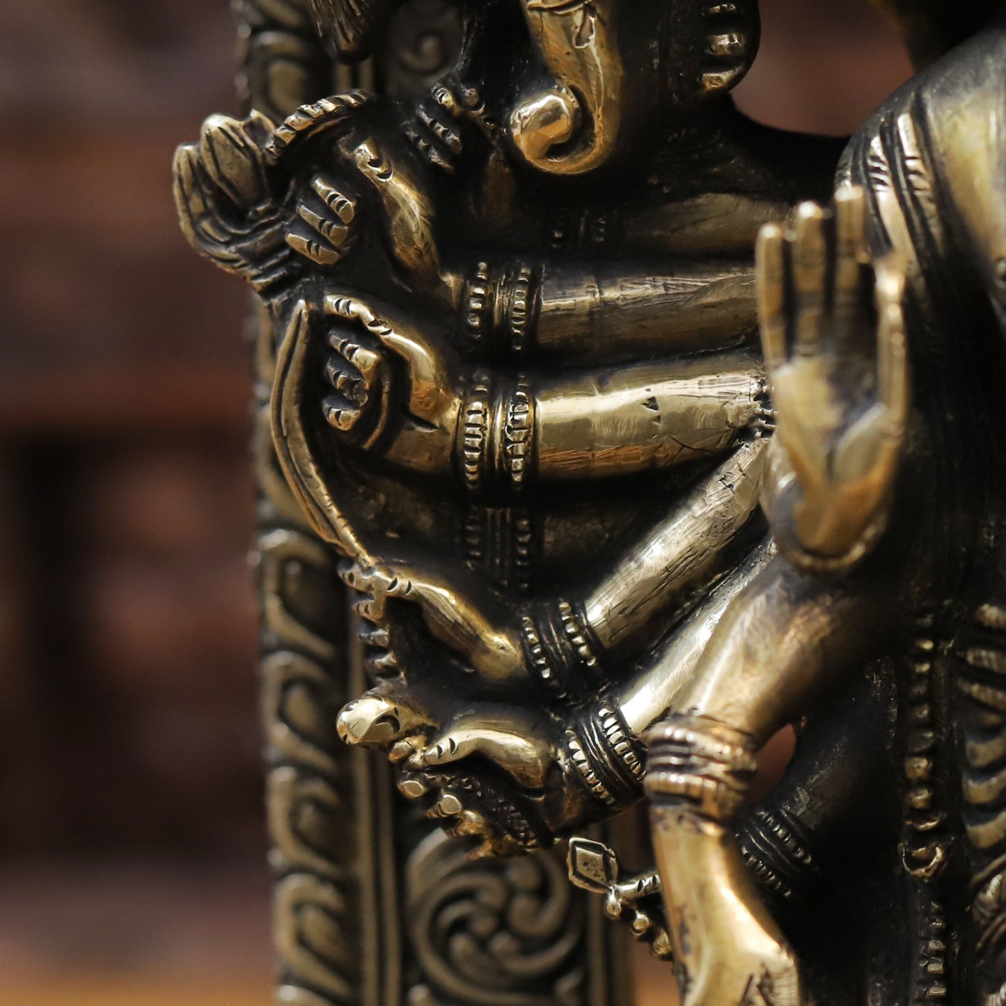 Brass Vishnu in his Cosmic Magnification, Fine Golden Finish, 14.5"