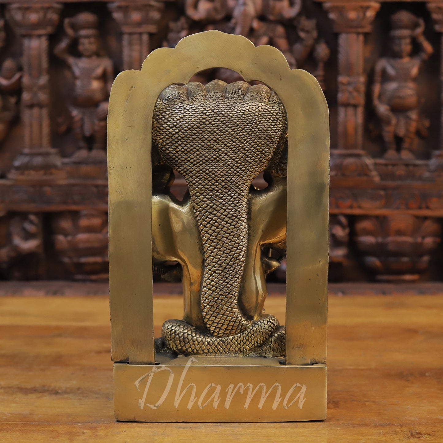Brass Vishnu in his Cosmic Magnification, Fine Golden Finish, 14.5"