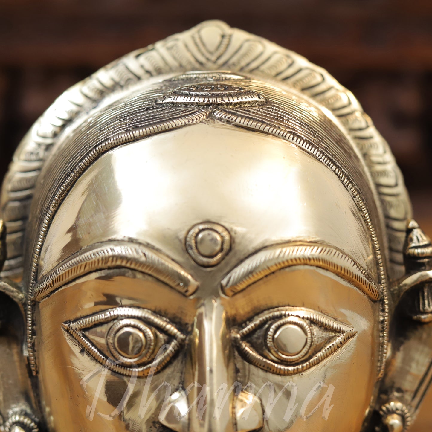 Brass parvati Head, Golden Finish, 7.5"
