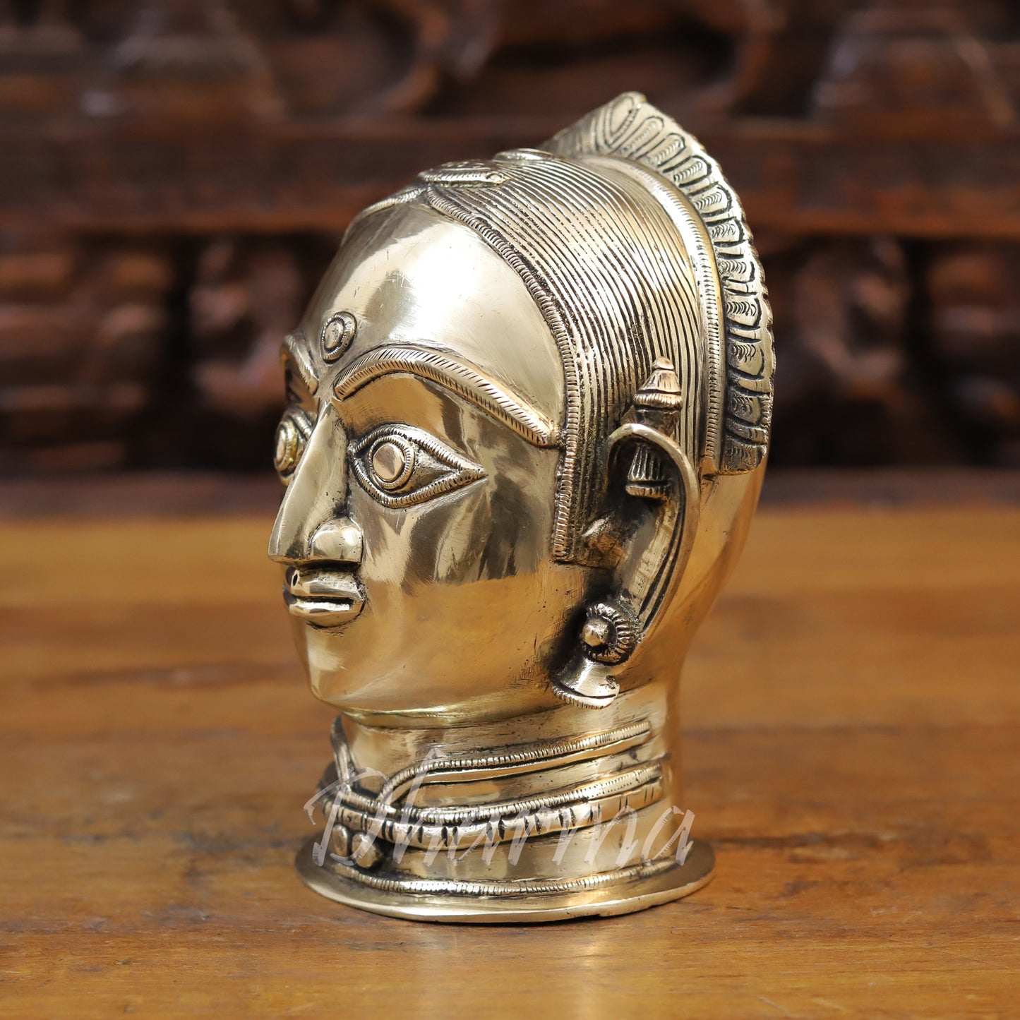 Brass parvati Head, Golden Finish, 7.5"