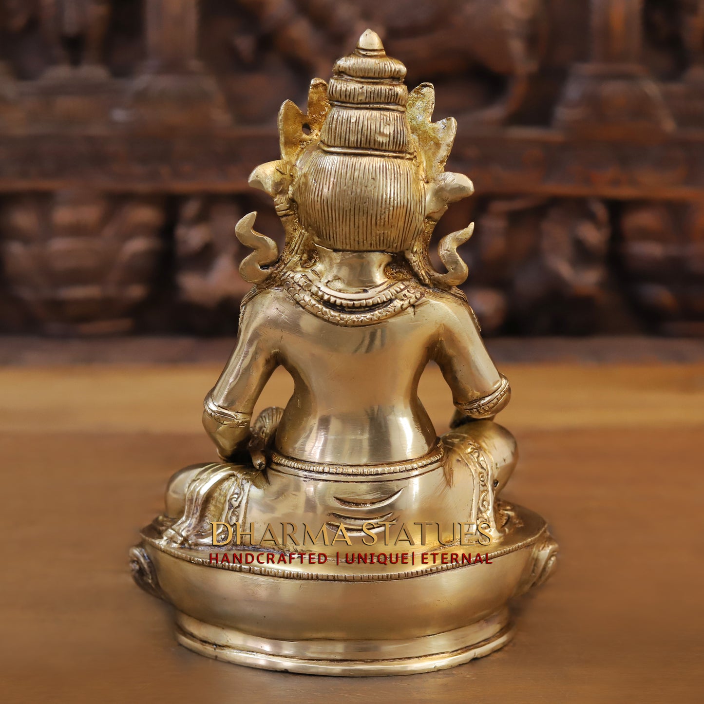 Brass Kuber Devta seated, Golden Finish, 10"