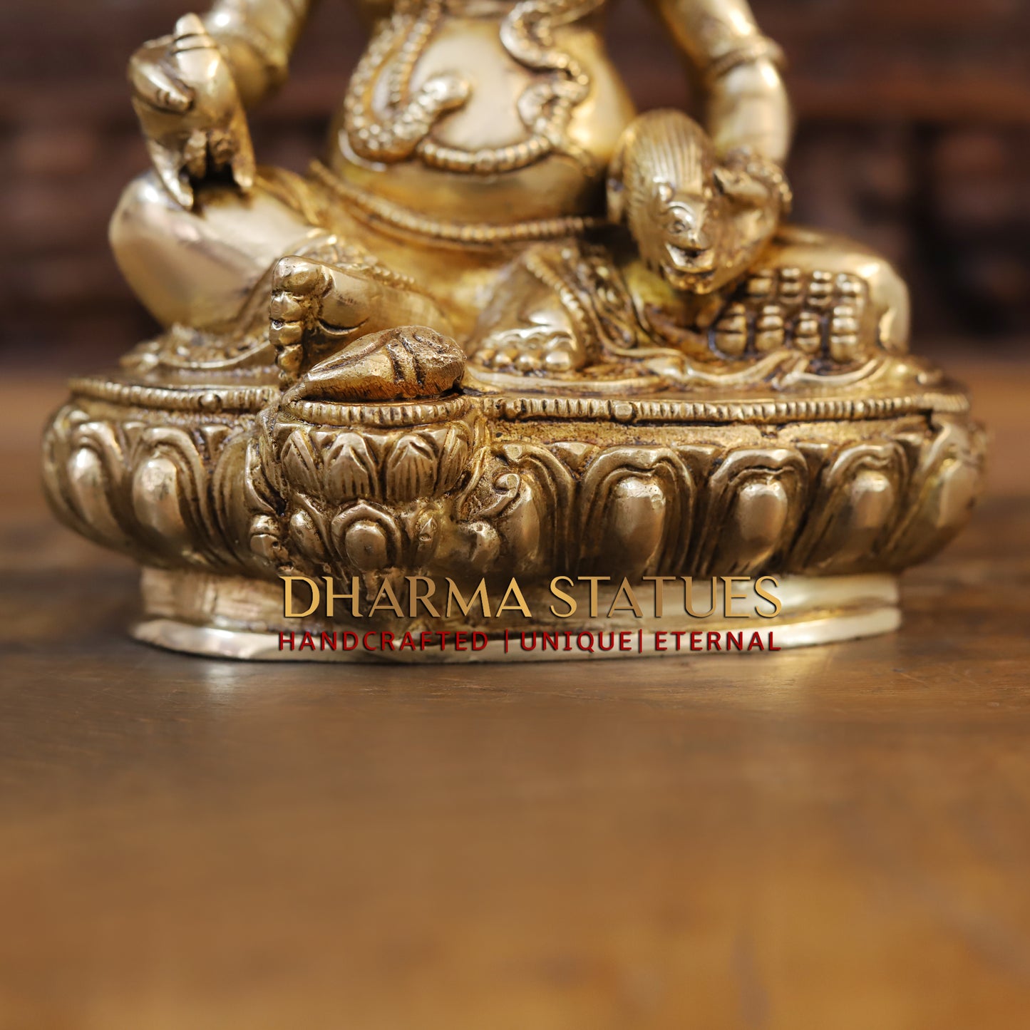 Brass Kuber Devta seated, Golden Finish, 10"