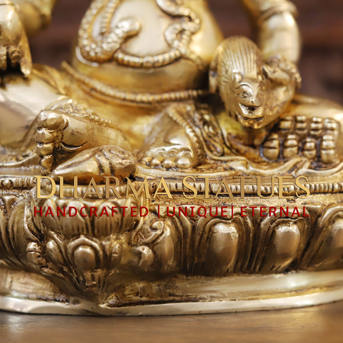 Brass Kuber Devta seated, Golden Finish, 10"