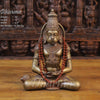 Brass Hanuman Idol, Seated in Dhyaan Mudra, Golden Finish 13" Front View