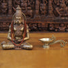 Brass Hanuman Idol, Seated in Dhyaan Mudra, Golden Finish with Brown Accents 13"