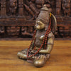 Brass Hanuman Idol, Seated in Dhyaan Mudra, Golden Finish 13" side view