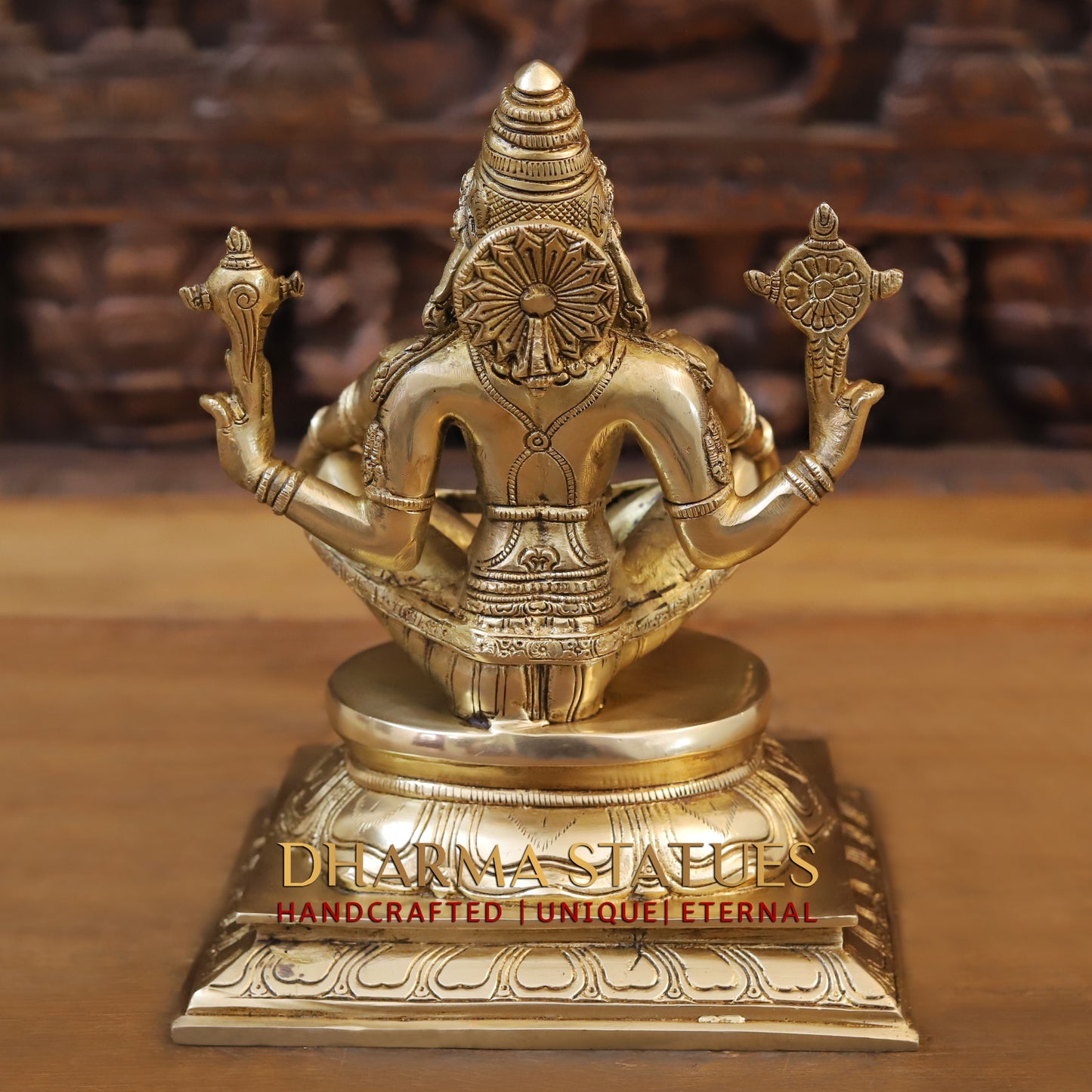 Brass Narasimha seated, Golden Finish, 10"