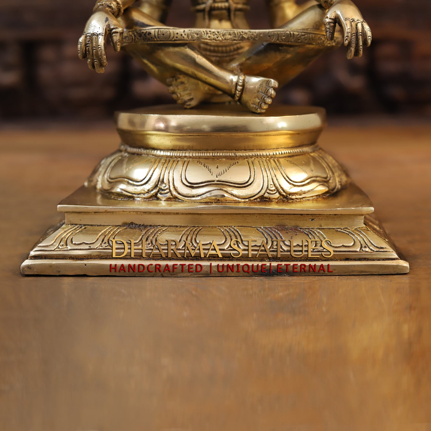 Brass Narasimha seated, Golden Finish, 10"