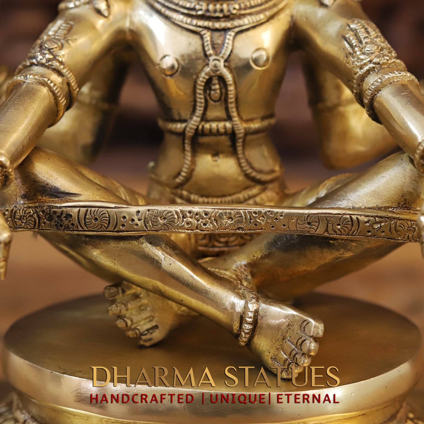 Brass Narasimha seated, Golden Finish, 10"