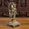 Brass Kartikeya Idol, Standing with Peacock, Fine Silver Finish 12" side view