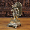 Brass Kartikeya Idol, Standing with Peacock, Fine Silver Finish 12" side view