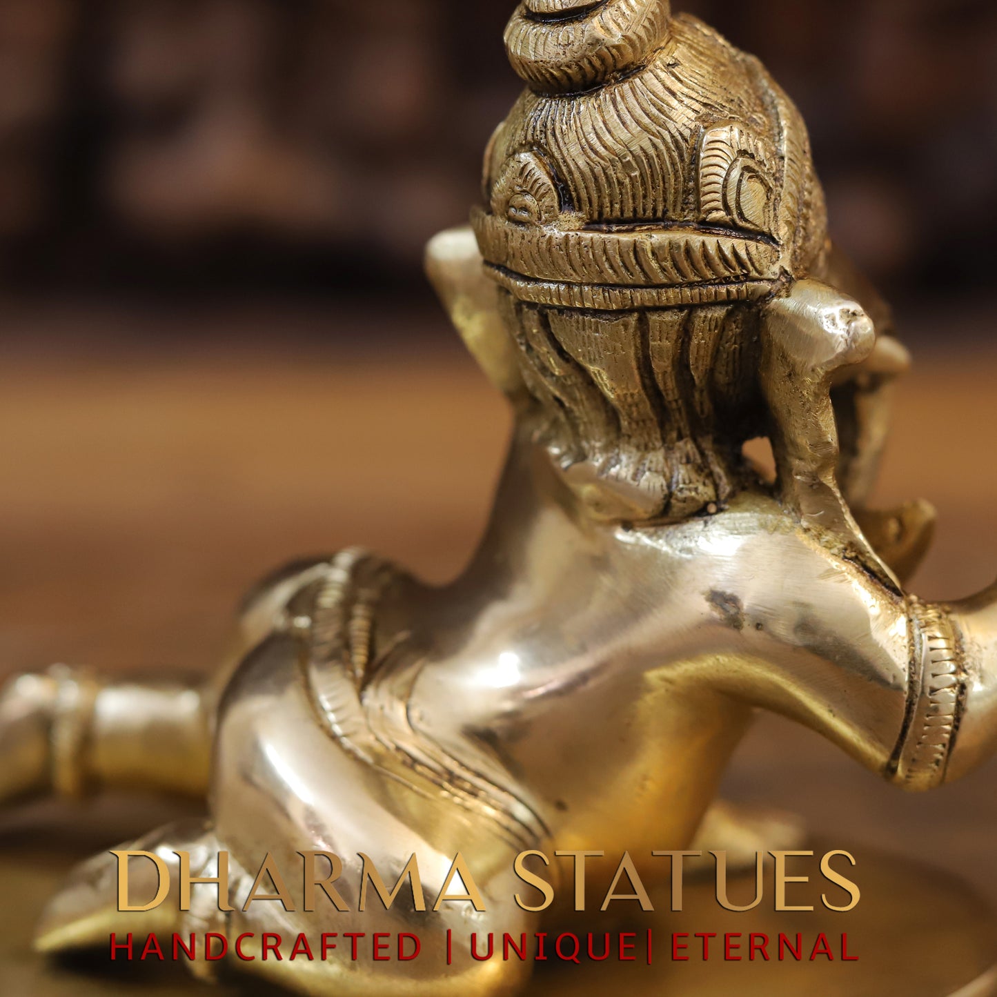 Brass Ganesh with Modak in Hands, Golden Finish, 6"