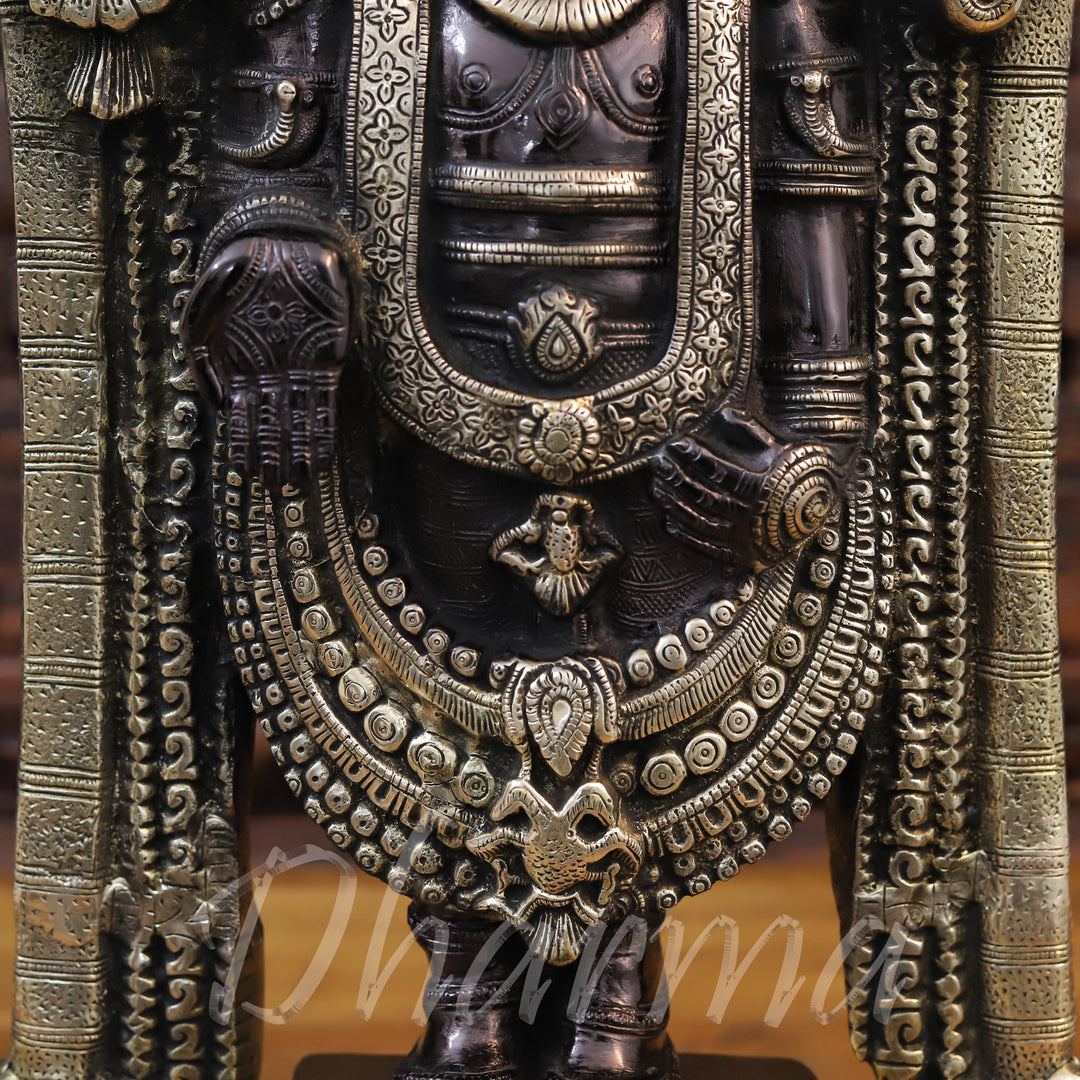 Brass Balaji Statue, Black and Gold Finish 23"