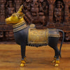 Brass Nandi Cow, Standing, Black patina and Golden Finish 16.5" side view