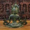 Brass Tara Idol, Tara Devi Seated, Green patina and Golden Finish 19" back view