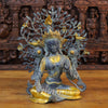 Brass Tara Idol, Seated Under a Tree, Black patina and Golden Finish 15.5"