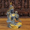 Brass Tara Idol, Seated Under a Tree, Black patina and Golden Finish 15.5" side view